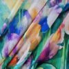 Tesatura georgette tip panou din matase naturala - design floral , Multicolor - imagine 6
