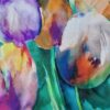 Tesatura georgette tip panou din matase naturala - design floral , Multicolor - imagine 9