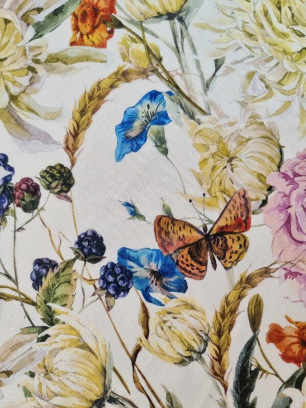 Tesatura de in imprimat - design floral, Multicolor pe fond alb - imagine 4