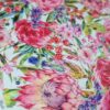 Tesatura din in imprimat cu design floral, Roșu caramiziu Verde Alb - imagine 10