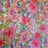 Tesatura din in imprimat cu design floral, Roșu caramiziu Verde Alb - imagine 5