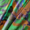 Tesatura jacquard cameleon fata dublă - design exotic floral supradimensionat, Verde smarald Albastru Auriu - imagine 3