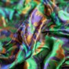 Tesatura jacquard cameleon fata dublă - design exotic floral supradimensionat, Verde smarald Albastru Auriu - imagine 5