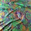 Tesatura jacquard cameleon fata dublă - design exotic floral supradimensionat, Verde smarald Albastru Auriu - imagine 8