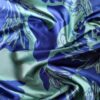Tesatura jacquard cameleon - design cu flori schitate, Albastru cerneală  - Turcoaz azuriu