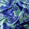 Tesatura jacquard cameleon - design cu flori schitate, Albastru cerneală  - Turcoaz azuriu - imagine 3
