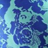 Tesatura jacquard cameleon - design cu flori schitate, Albastru cerneală  - Turcoaz azuriu - imagine 7