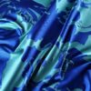 Tesatura jacquard cameleon - design cu flori schitate, Albastru cerneală  - Turcoaz azuriu - imagine 5