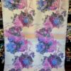 Tesatura jacquard față dublă - imprimeu cu flori gigant în nuanțe de Mov - Lila, Albastru pe fond pastel - imagine 2