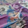 Tesatura jacquard față dublă - imprimeu cu flori gigant în nuanțe de Mov - Lila, Albastru pe fond pastel - imagine 9