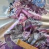Tesatura jacquard față dublă - imprimeu cu flori gigant în nuanțe de Mov - Lila, Albastru pe fond pastel - imagine 3