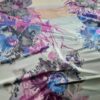 Tesatura jacquard față dublă - imprimeu cu flori gigant în nuanțe de Mov - Lila, Albastru pe fond pastel - imagine 8