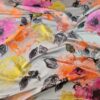 Tesatura tip Jacquard - design floral, Roz Portocaliu Galben Gri pearl