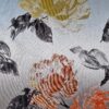 Tesatura tip Jacquard - design floral, Roz Portocaliu Galben Gri pearl - imagine 4