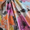 Tesatura tip Jacquard - design floral, Roz Portocaliu Galben Gri pearl - imagine 3