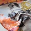 Tesatura tip Jacquard - design floral, Roz Portocaliu Galben Gri pearl - imagine 6