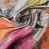 Tesatura tip Jacquard - design floral, Roz Portocaliu Galben Gri pearl - imagine 10