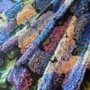 Tesatura jacquard din matase naturala - design floral, Albastru Violet Alb Verde - imagine 5