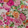 Tesatura jacquard din matase naturala - design floral , Cyclamen/Portocaliu/Ivoire/Verde - imagine 4