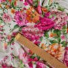Tesatura jacquard din matase naturala - design floral , Cyclamen/Portocaliu/Ivoire/Verde - imagine 5