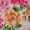 Tesatura jacquard din matase naturala - design floral , Cyclamen/Portocaliu/Ivoire/Verde - imagine 9