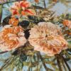 Tesatura jacquard din matase naturala - Imprimeu floral multicolor pe fond bleu - imagine 4
