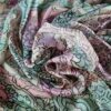 Tesatura jacquard din matase naturala cu imprimeu schitat , Roz / Verde / Negru / Ivoire - imagine 11