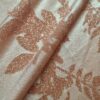 Tesatura Jerse cu inserții de fir lurex, design floral - crengute , aramiu pe fond bej - imagine 3