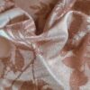 Tesatura Jerse cu inserții de fir lurex, design floral - crengute , aramiu pe fond bej - imagine 10