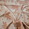 Tesatura Jerse cu inserții de fir lurex, design floral - crengute , aramiu pe fond bej - imagine 5