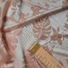 Tesatura Jerse cu inserții de fir lurex, design floral - crengute , aramiu pe fond bej - imagine 7