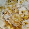 Țesătură din matase naturala - design floral, Galben Ivoire