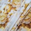 Țesătură din matase naturala - design floral, Galben Ivoire - imagine 6