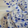 Tesatura din matase naturala , tip Mikado - design floral cu tipar dispus ca bordură laterală,  Ivoire Albastru - imagine 6