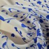 Tesatura din matase naturala , tip Mikado - design floral cu tipar dispus ca bordură laterală,  Ivoire Albastru - imagine 4