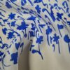 Tesatura din matase naturala , tip Mikado - design floral cu tipar dispus ca bordură laterală,  Ivoire Albastru - imagine 2