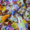Tesatura din matase naturala , tip mikado - design floral, Multicolor