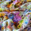 Tesatura din matase naturala , tip mikado - design floral, Multicolor - imagine 5
