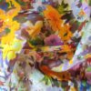 Tesatura din matase naturala , tip mikado - design floral, Multicolor - imagine 8