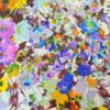 Tesatura din matase naturala , tip mikado - design floral, Multicolor - imagine 3