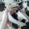 Tesatura organza din matase naturala Imprimată- design floral, Ivoire/Roz/Negru - imagine 11