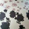 Tesatura organza din matase naturala Imprimată- design floral, Ivoire/Roz/Negru - imagine 6