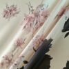 Tesatura organza din matase naturala Imprimată- design floral, Ivoire/Roz/Negru - imagine 8