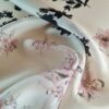 Tesatura organza din matase naturala Imprimată- design floral, Ivoire/Roz/Negru - imagine 2