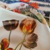 Tesatura Organza din matase naturala cu Imprimeu patchwork floral,  Multicolor pe fond Ivoire - imagine 2