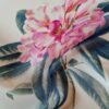 Tesatura Organza din matase naturala cu Imprimeu patchwork floral,  Multicolor pe fond Ivoire - imagine 4