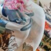 Tesatura Organza din matase naturala cu Imprimeu patchwork floral,  Multicolor pe fond Ivoire - imagine 9