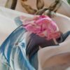 Tesatura Organza din matase naturala cu Imprimeu patchwork floral,  Multicolor pe fond Ivoire - imagine 5