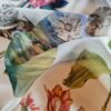 Tesatura Organza din matase naturala cu Imprimeu patchwork floral,  Multicolor pe fond Ivoire - imagine 10