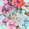 Tesatura tip shantung din matase naturala - motive florale și fluturi multicolor pe fond verde deschis - imagine 4
